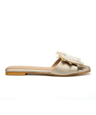 Gold leather finish flats 1