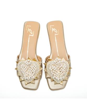 Gold leather finish flats 2