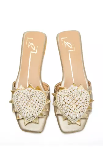 Gold leather finish flats