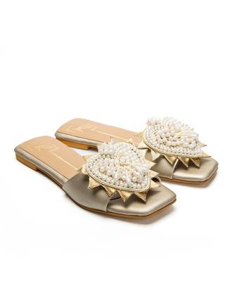 Gold leather finish flats 3