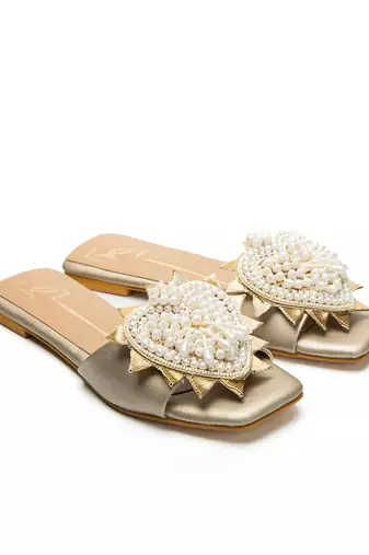 Gold leather finish flats