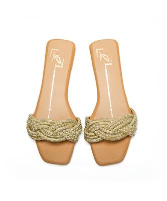Beige leather finish flats 2