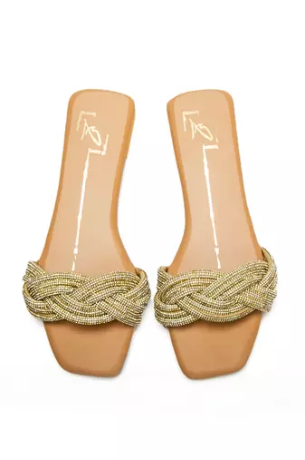 Beige leather finish flats