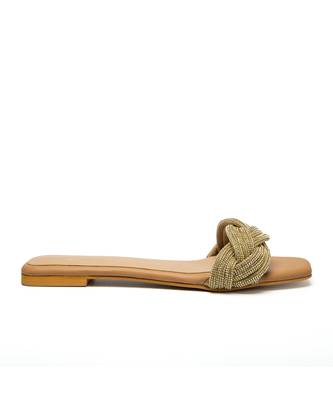 Beige leather finish flats 3