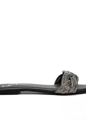 Black leather finish flats