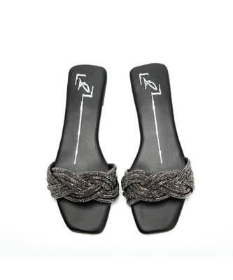 Black leather finish flats 3