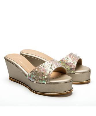 White leather finish wedges 1
