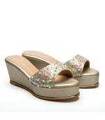 White leather finish wedges