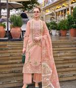 Ayat salmon full embroidery lawn suit set