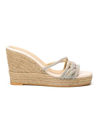 Beige leather finish wedges 3