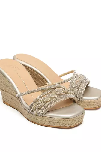 Gold velvet finish wedges