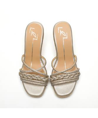 Gold velvet finish wedges 3