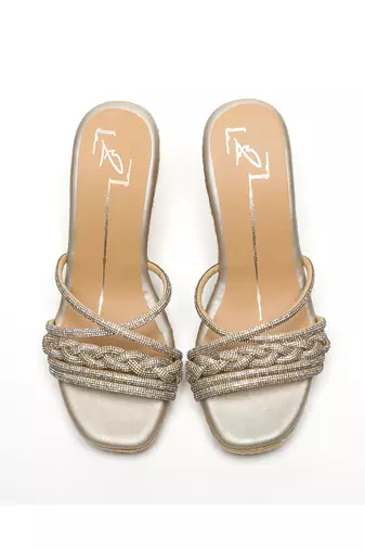 Gold velvet finish wedges