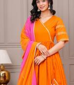 Ganatra kesari cotton anarkali suit set