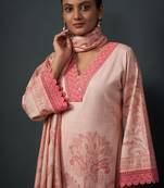 Eliza salmon cotton full embroidery lawn suit set