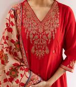 Mani scarlet handwork anarkali suit set