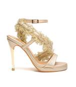 Gold faux leather finish heels