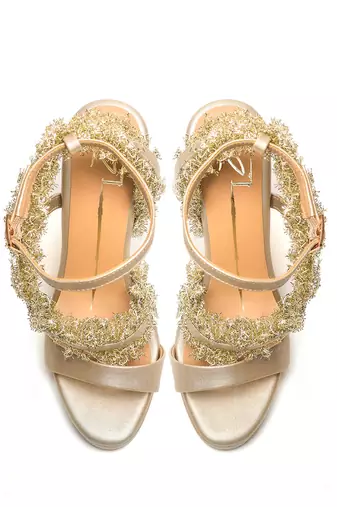 Gold faux leather finish heels