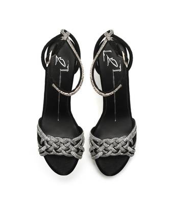 Black leather finish heels 1
