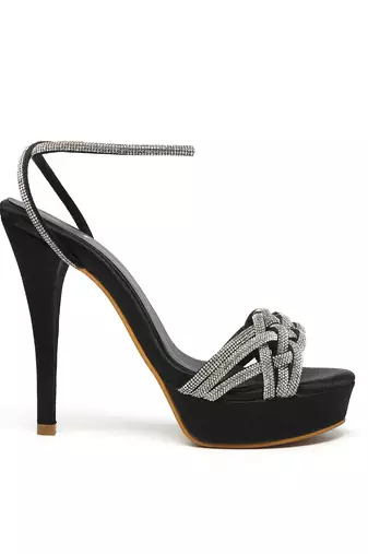 Black leather finish heels