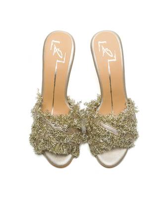 Gold suede finish heels 1