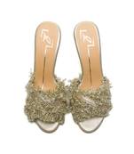 Gold suede finish heels