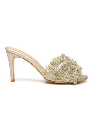 Gold suede finish heels 2