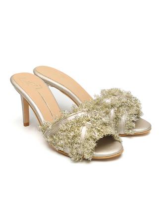 Gold suede finish heels 3