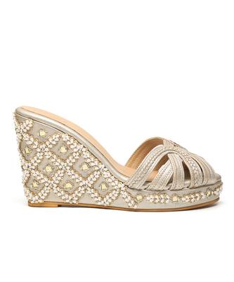 leather finish Silver wedges 2