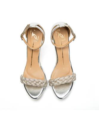 Silver heels With leather finish 1