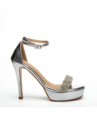Silver heels With leather finish 2