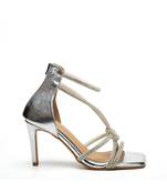 Silver leather finish heels