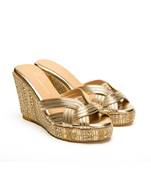 Gold leather finish wedges