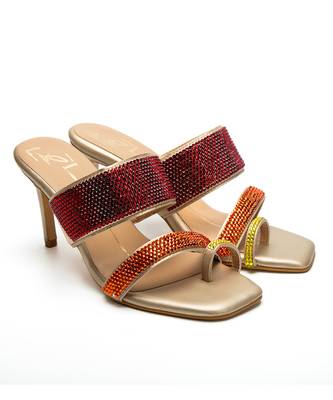 Multicolor leather finish heels 1