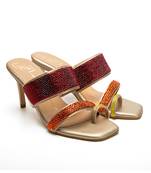 Multicolor leather finish heels