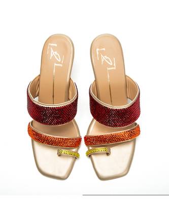 Multicolor leather finish heels 2