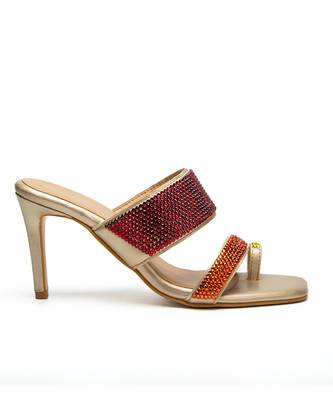 Multicolor leather finish heels 3
