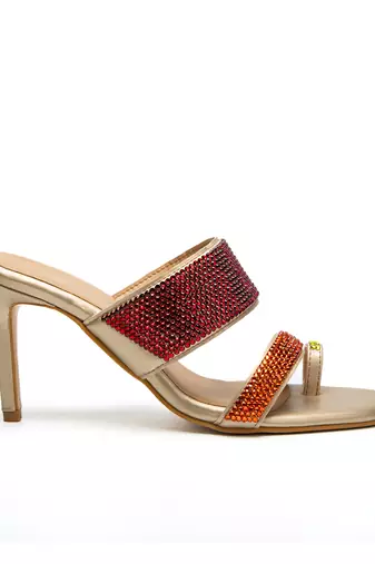 Multicolor leather finish heels