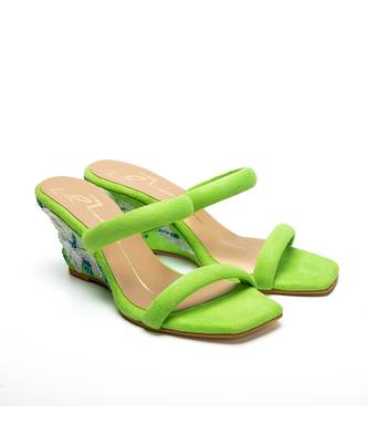 Green suede finish wedges 3