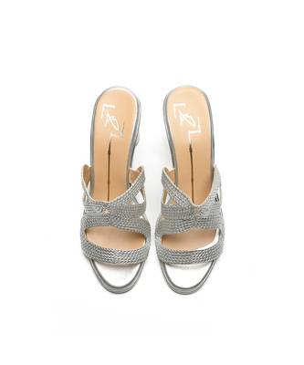 Silver leather block heels 1