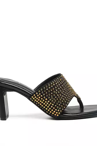  leather block Black heels