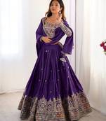 purple Designer crepe silk lehenga choli for women