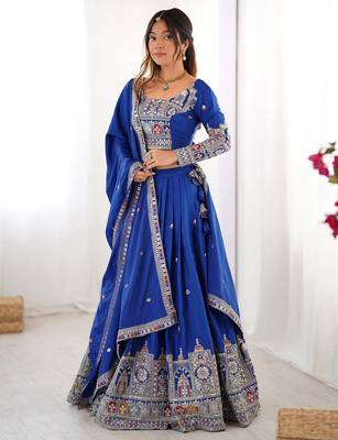 blue Designer crepe silk lehenga choli for women 1