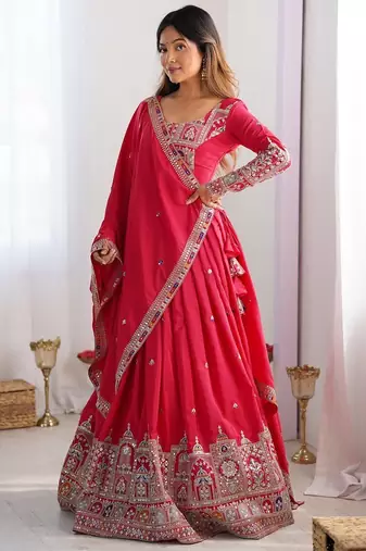 Pink crepe silk Designer lehenga choli for women