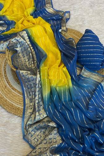 Lime 2D Shaded Viscose Georgette Saree