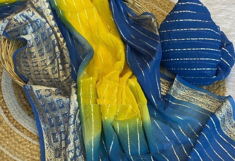 Lime 2D Shaded Viscose Georgette Saree