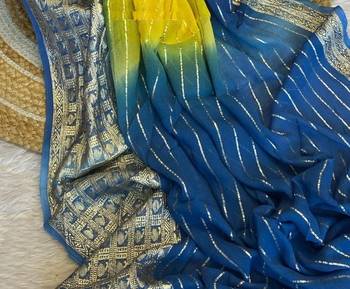 Lime 2D Shaded Viscose Georgette Saree 3