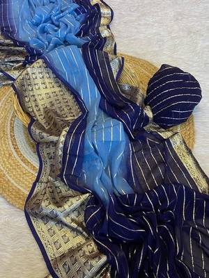 Blue 2D Shaded Viscose Georgette Saree 1