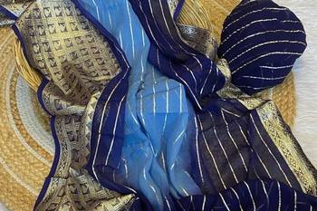 Blue 2D Shaded Viscose Georgette Saree 2