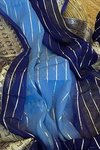 Blue 2D Shaded Viscose Georgette Saree